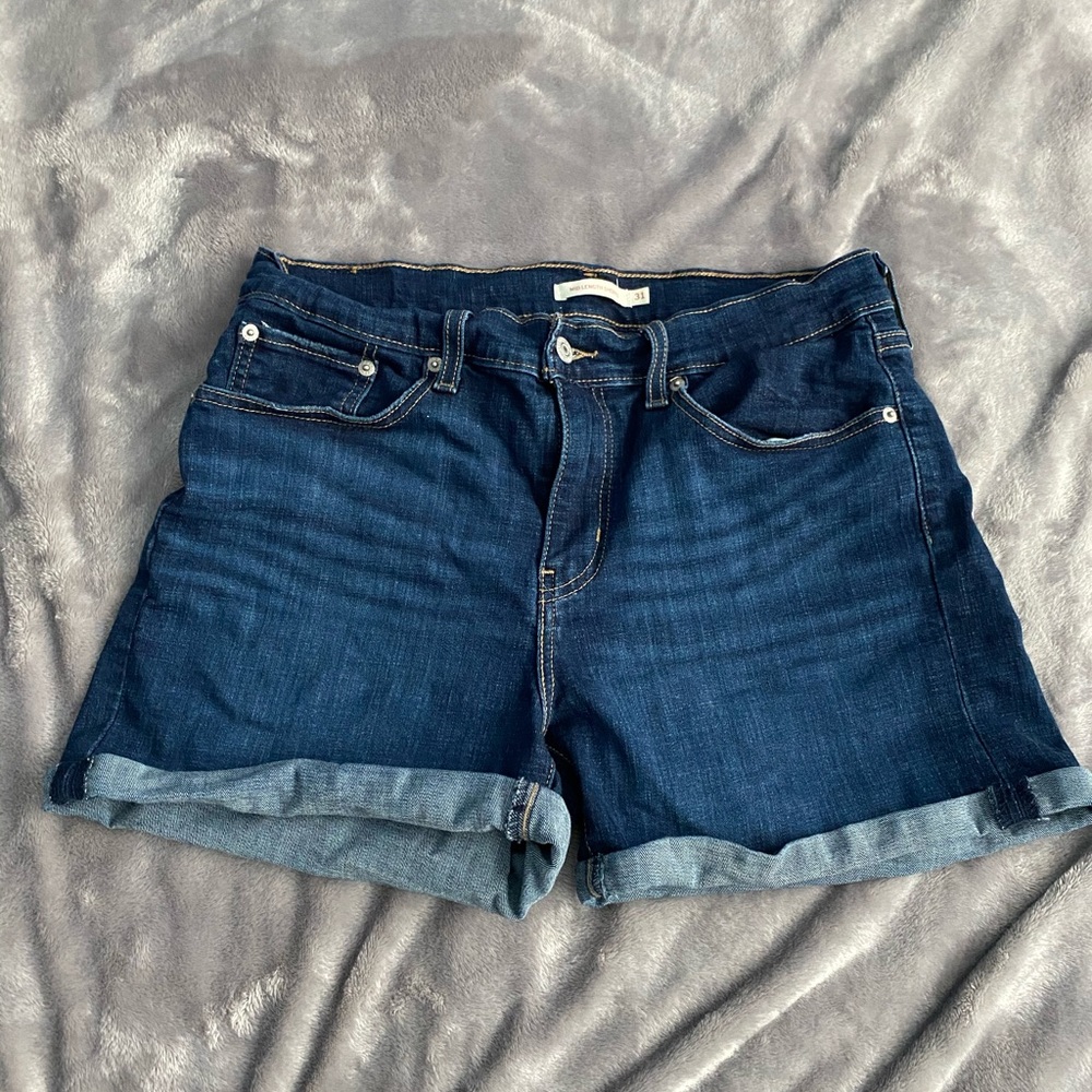 Levi’s mid length jean shorts
